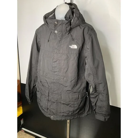 The North Face Jacket Women XL Black Plaid Inside Full Zip Coat Jacket